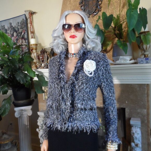 St. John Collection Black Tweed Knit Skirt Suit Size 4 - Picture 3 of 16